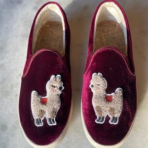 Velvet Llama Sneaker - size 8, worn twice, excellent condition